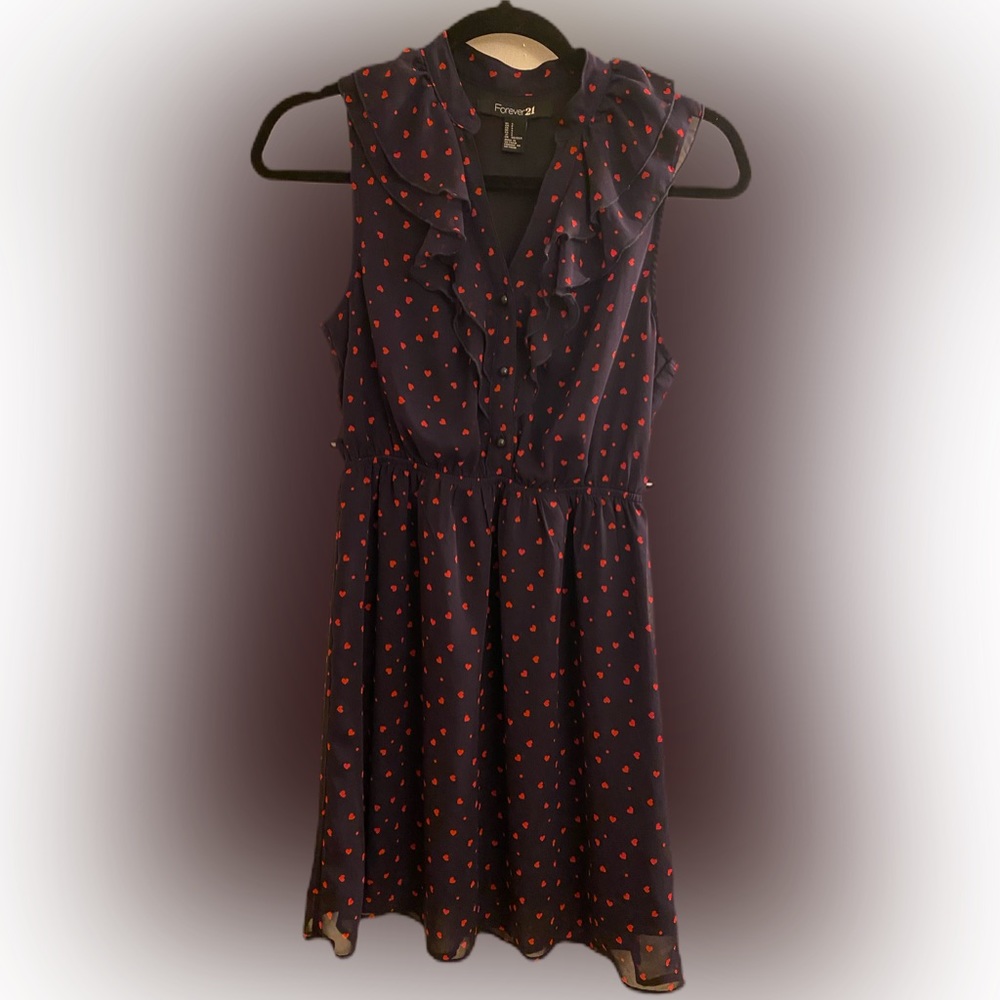 Forever 21 Heart-dot Navy Dress